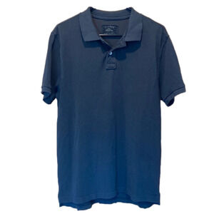 J.Crew Vintage Dark Grey Short Sleeve Polo Shirt with Distressed Hems Size Large